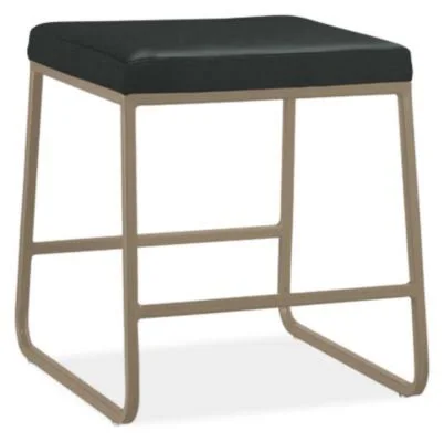 Room & Board - Modern Collins Low Stool in Pistel Leather in Ink w/ Mineral Frame