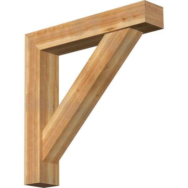Ekena Millwork 1464803 8x22W x 44x22D x 44x22H Traditional Block Rough Sawn Bracket w/ Offset Brace, Western Red Cedar
