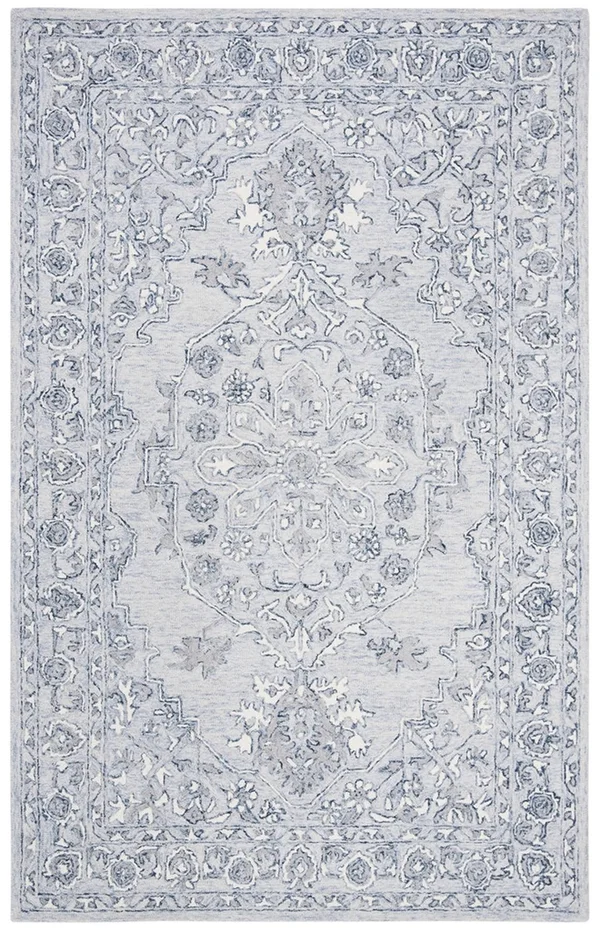 Safavieh Micro-Loop Light Blue/Ivory 9 ft. x 12 ft. Border Area Rug