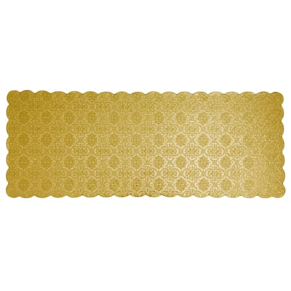 Exclusive Gold Scalloped Cake Log Board 6-1/2 inch x 16-3/4 inch - Pack of 25 - Size: 6-1/2 x 16-3/4