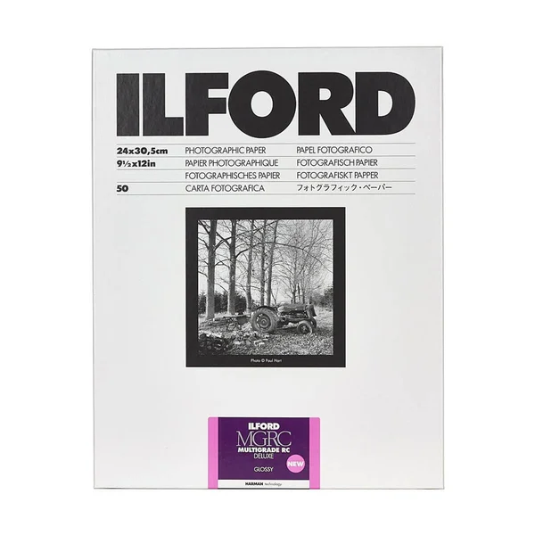 Ilford Multigrade V RC Deluxe Glossy Surface Black & White Photo Paper, 190gsm, 9.5x12 inch, 50 Sheets
