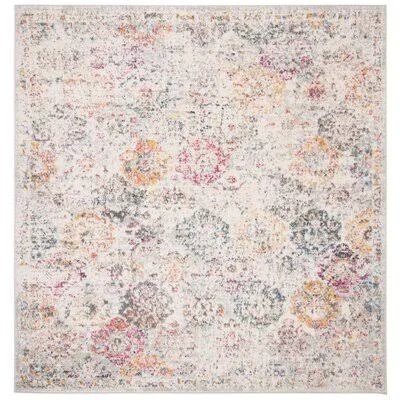 Bungalow Rose Balderas Gray/Gold Area Rug, Size: Square 5' x 5'