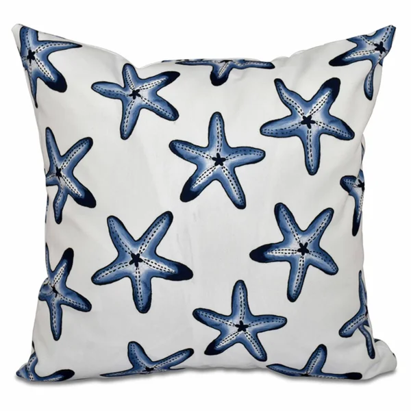 E by Design Beach Vacation Soft Starfish Decorative Pillow - Size: 26L x 26W, Blue