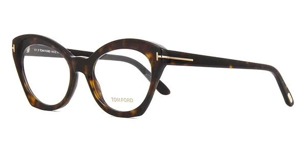 Tom Ford FT5456 Cat Eyeglasses - 52-19-140, 052 - Shiny Dark Havana, Shiny Rose Gold T Logo