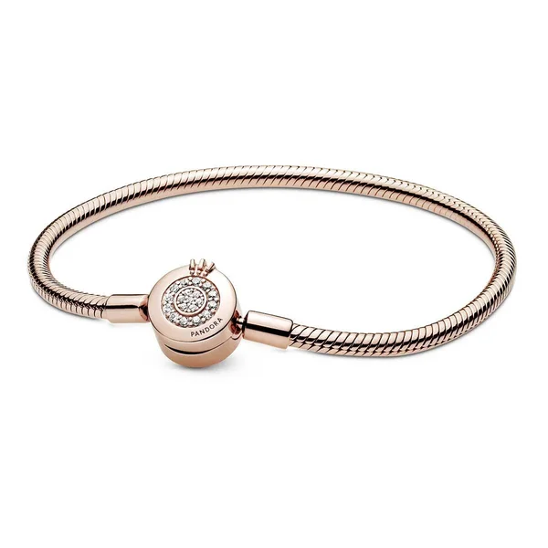 Sparkling Crown O Snake Chain Bracelet - Pandora Rose - 16cm