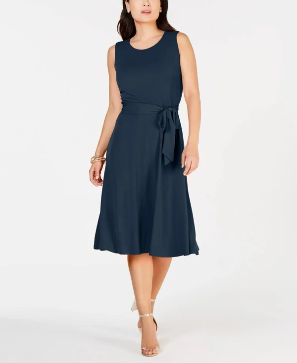 Charter Club Tie-Waist Midi Dress, Created for Macy&s - Modern Blue