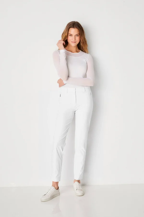 Thea Curvy Straight Leg Pants, White, L, Best Women's Travel Clothing