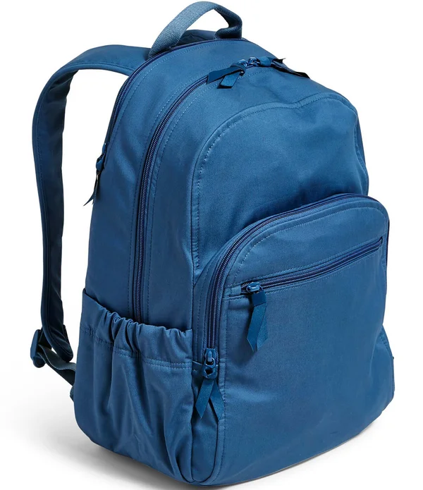 Vera Bradley Campus Backpack, Turquoise Sky-Recycled Cotton