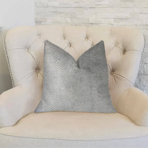 Plutus Silver Moon Gray and Silver Luxury Throw Pillow 12x22L x20x22W