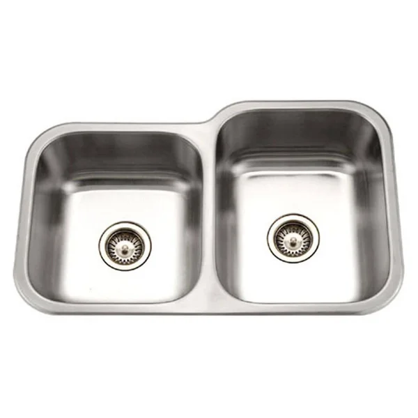 Houzer MEC-3220SL-1 Medallion Classic Undermount 60/40 Double Bowl Stainless Steel Sink