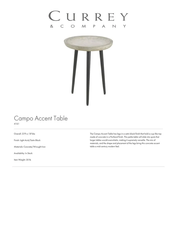 Currey & Company Campo Accent Table