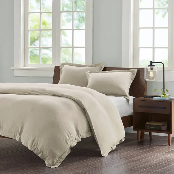 INK+IVY II12-677 Jersey Cotton Duvet Cover Mini Set King Natural