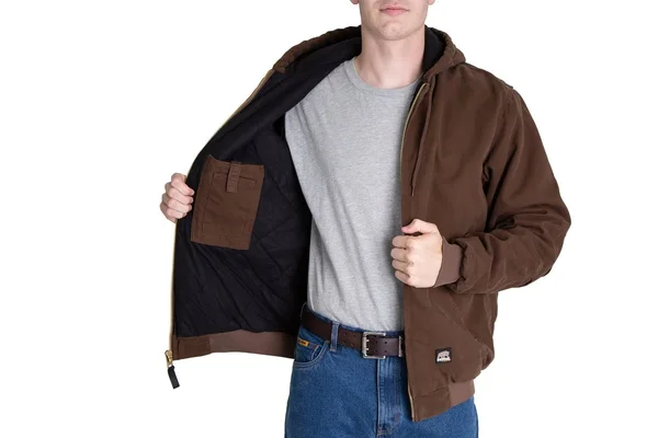 Berne Men's Olive Duck Highland Washed Cotton Duck Hooded Jacket