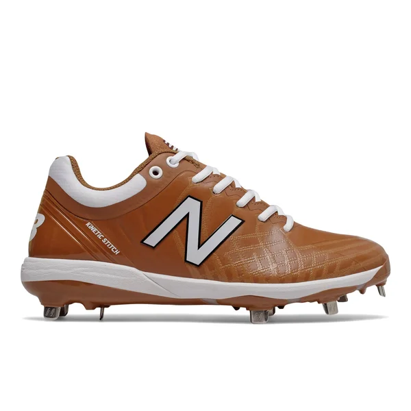 New Balance Men's 4040v5 Metal Baseball Shoes - Orange/White (Size 10.5)