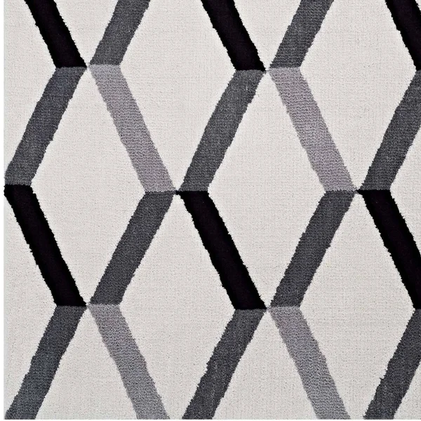 Modway Sigrun Geometric Chevron 8x10 Area Rug - Black and White