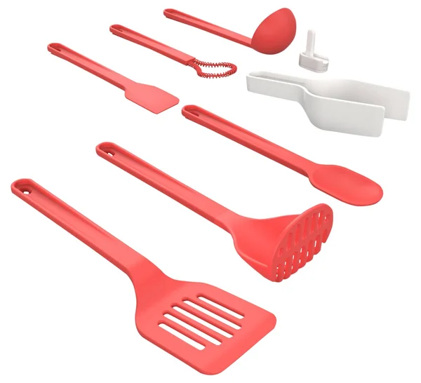 Venn 8 Piece Starter Utensil Set, Red