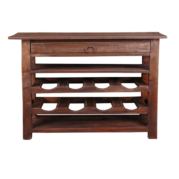 28.25” Brown Cottage Wine Server with Drawer