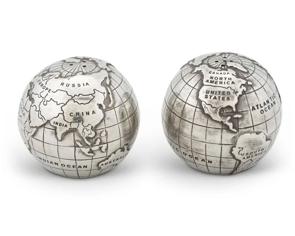 Vagabond House Medici Pewter World Globe Salt and Pepper Set