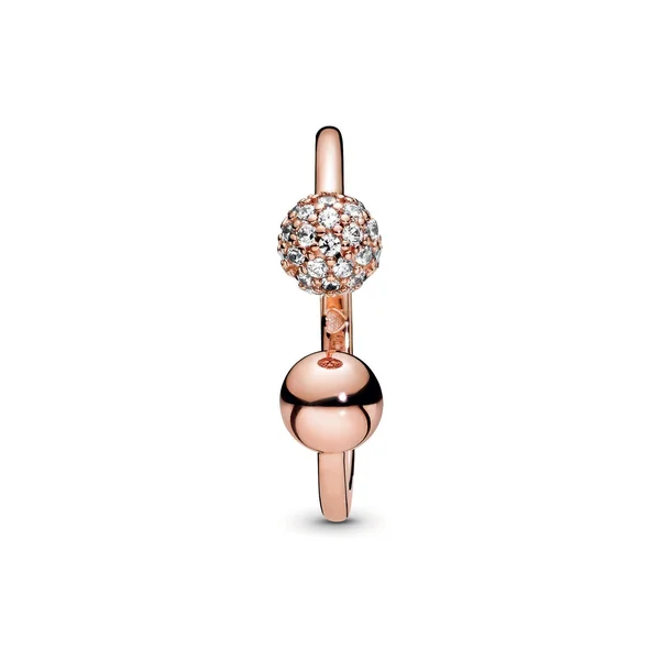 Pandora Women's 188316CZ Polished & Pave Bead Open Ring (4.5, Rose)