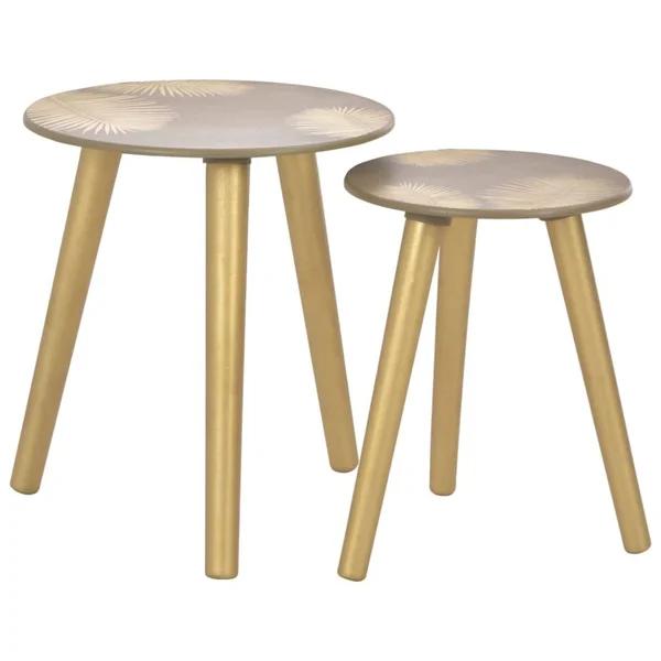 vidaXL Nesting Side Tables 2 Pcs Gold 15.7 inchx17.7 inch /11.8 inchx15.7 inch MDF