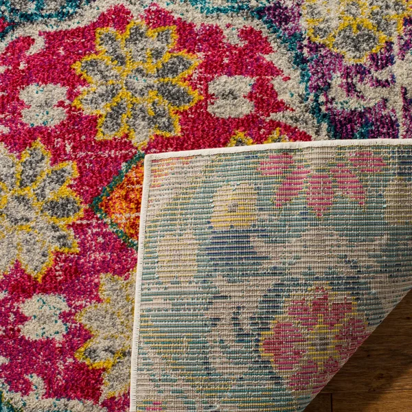 Safavieh Monaco MNC248R 6&7x22 x 6&7x22 Square Grey, Fuchsia Area Rug