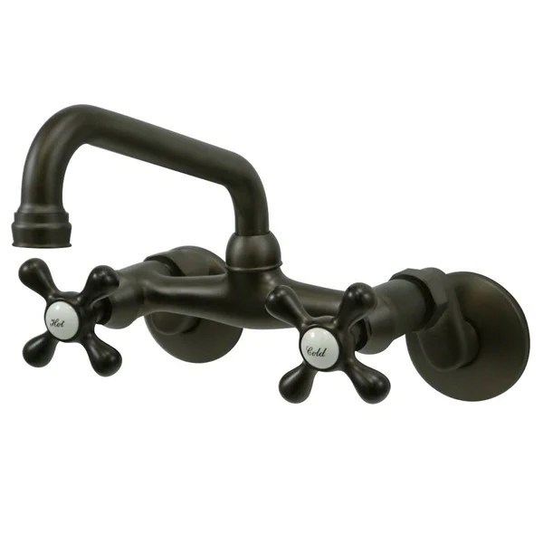 Kingston Brass Ks213sb Magellan 6x22 Adjustable Center Wall Mount Kitchen Faucet - Brushed Brass