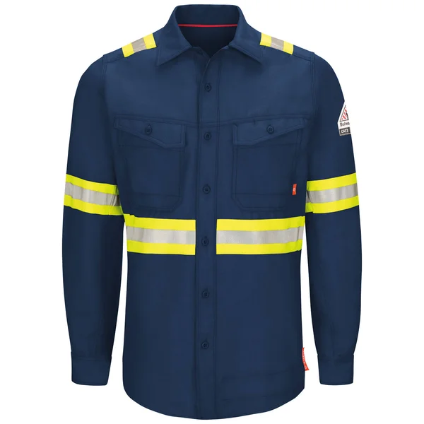 Bulwark Qs40el IQ Series Endurance Enhanced Visibility Work Shirt Long Sizes - Navy - MT