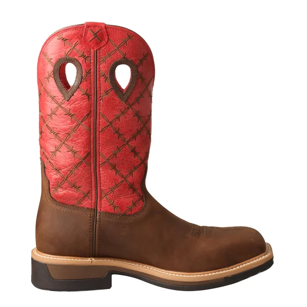 Twisted x Men's MLCA005 Lite Cowboy Alloy Toe Work Boot, Brown/Flash Red Leather