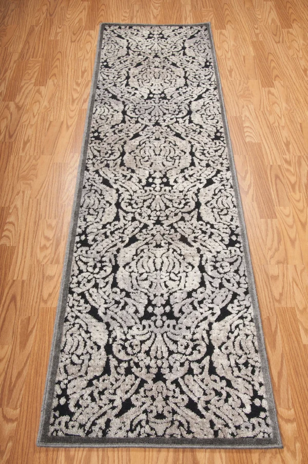 Nourison Graphic Illusions Black Area Rug GIL09 3&6x22 x 5&6x22