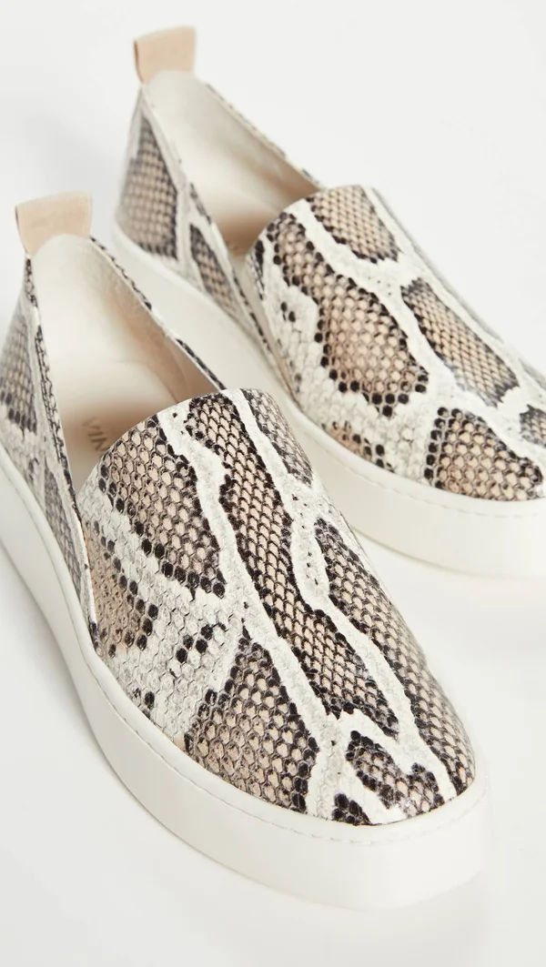 Vince Leather Saxon-2 Slip on Sneaker - Women - Taupe - 10