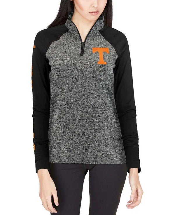 Tennessee Volunteers Women's Finalist Quarter-Zip Pullover Jacket - Gray/Black, Size: XL