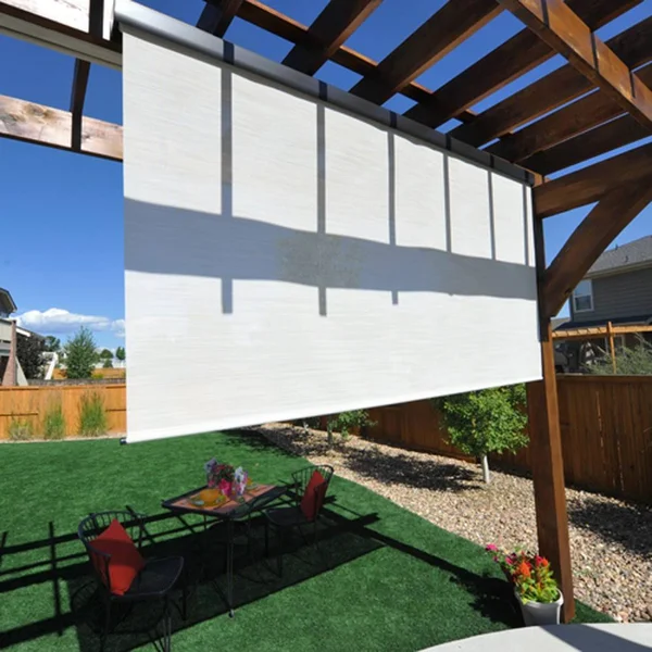 Keystone Fabrics Motorized Premium Outdoor Sun Shade with Remote and Aluminum Valance, Size: 96 in W x 96 in Large - Newport