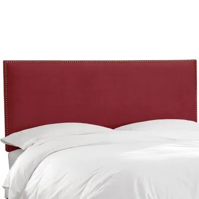 Nail Button Border Upholstered Panel Headboard Wayfair Custom Upholstery Size: Queen - Upholstery: Velvet Berry, Nailhead Finish