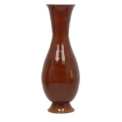 Roberte Tall Modern Handmade Bamboo Floor Vase World Menagerie Size: 43.3x22 H x 15.75x22 W x 15.75x22 D - Color: Brown