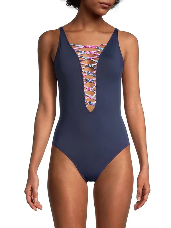 Lilly Pulitzer Isle Lattice One-Piece True Navy 0