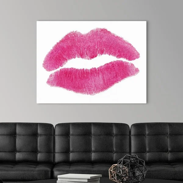 Pink Lipstick Kiss - Large Solid-Faced Canvas Wall Art Print, Great Big Canvas