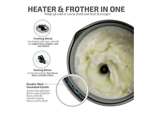 Ovente Electric Double Wall Insulated Milk Frother - Black FR3608B - 4oz/8oz