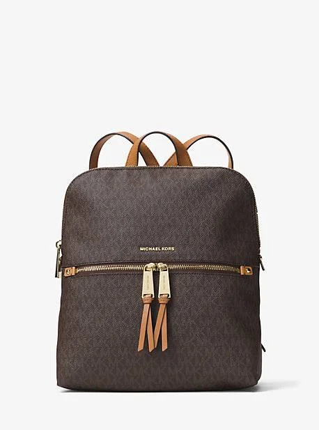 MICHAEL Michael Kors - Rhea Medium Slim Logo Backpack, Brown, One Size