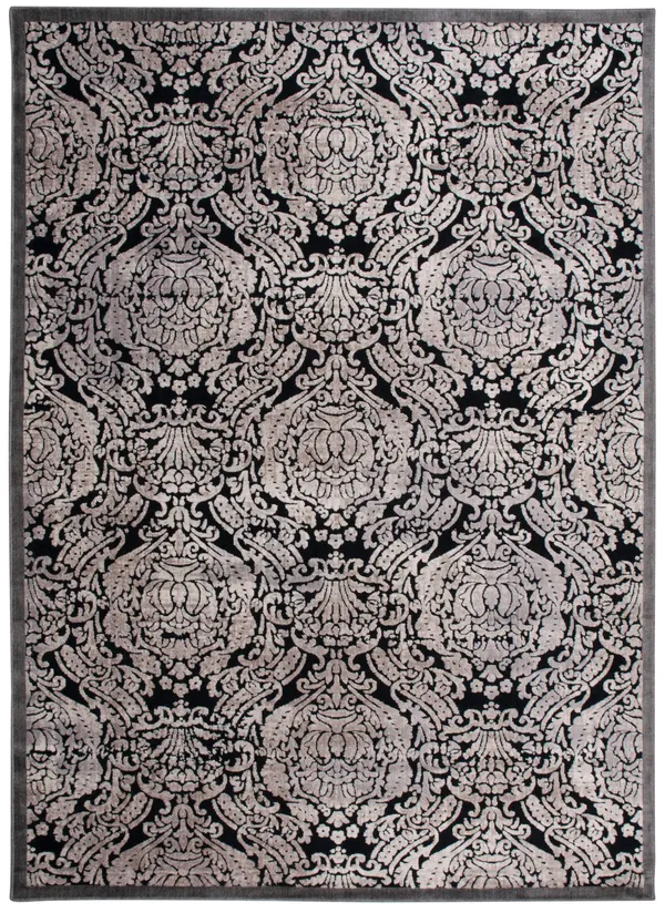 Nourison Graphic Illusions Black Area Rug GIL09 3&6x22 x 5&6x22