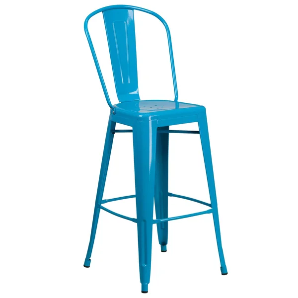 Flash Furniture 30 Inches High Orange Metal Indoor-Outdoor Barstool with Back