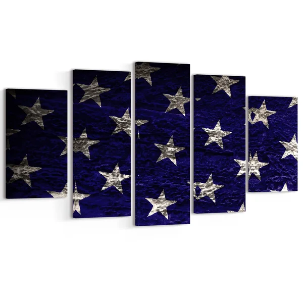 Design Art PT12907-60-28-5PE 5 Panels Large American Flag Watercolor Canvas Artwork, 60 x 28x22