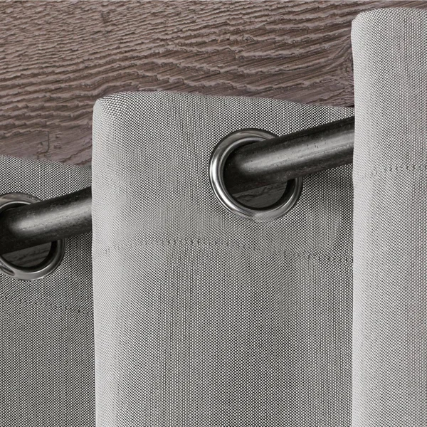 Exclusive Home Biscayne Indoor/Outdoor Two Tone Textured Grommet Top Curtain Panel Pair, Silver, 54X96