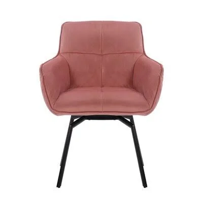 Ames 25.19x22 Wide Velvet Swivel Armchair Mercury Row Fabric: Pink