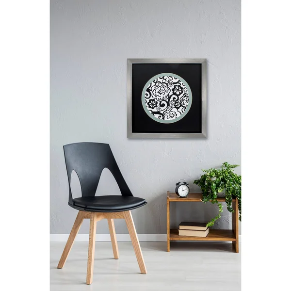 Black and Blue Medallion Square Wall Art Decor 26x22 x 26x22