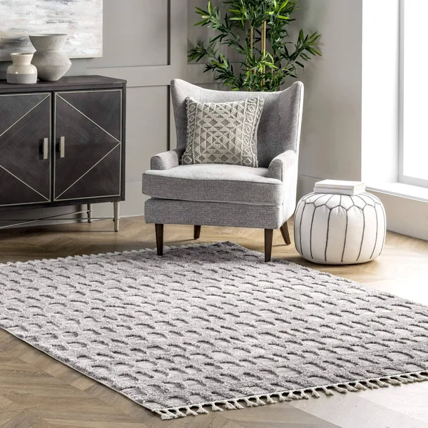 nuLOOM Jean Textured Ovals Tassel Area Rug - 4' x 6' - Grey