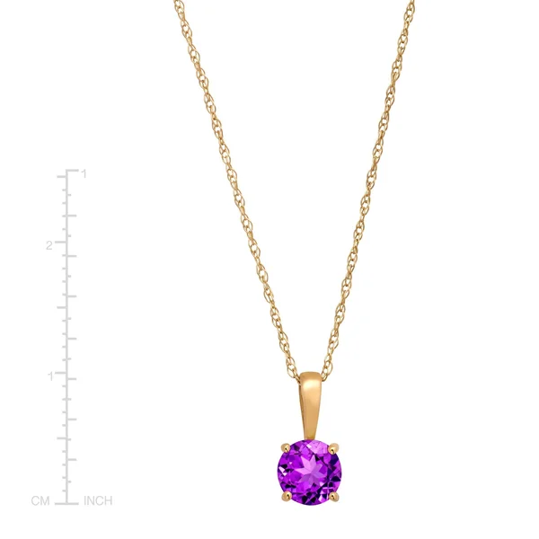 3/8 ct Natural Round-cut Amethyst Pendant Necklace in 10K Yellow Gold - 16