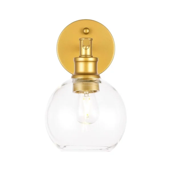 Collins 1-Light Upward Wall Sconce - 9.8/6 - 9.8/6 - Brass/Clear