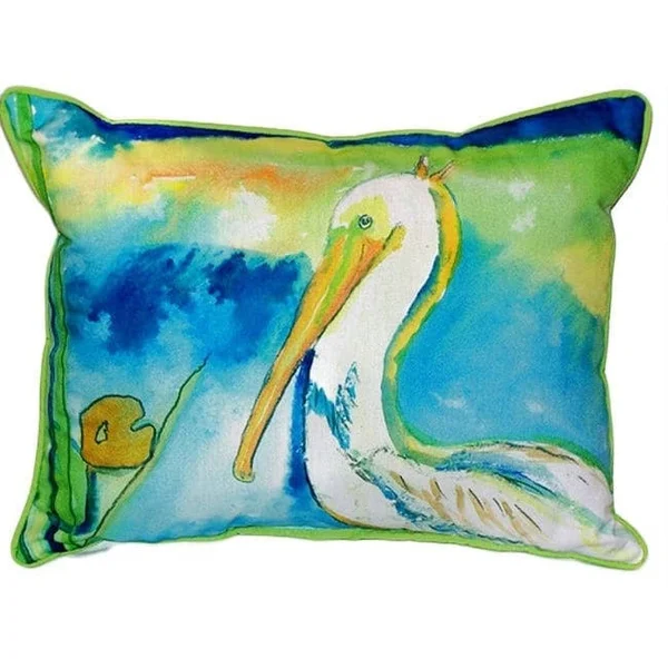 Betsy Drake Zp138 White Pelican Indoor & Outdoor Throw Pillow 20 x 24 in. - 22" x 22"