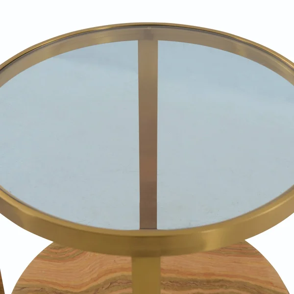 Armen Living Hattie Glass Top End Table with Brushed Gold Legs