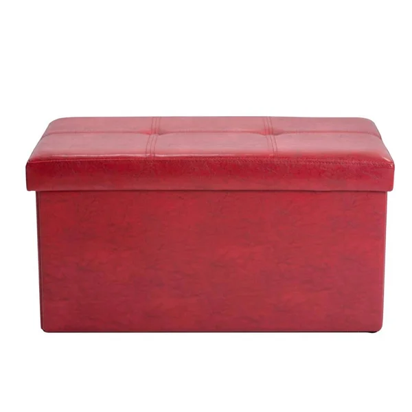 Simplify Casual Red Faux Leather Storage Ottoman - F-0630-RED
